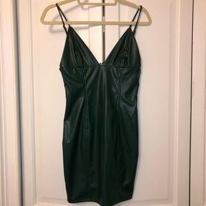 Green VEGAN LEATHER party dress